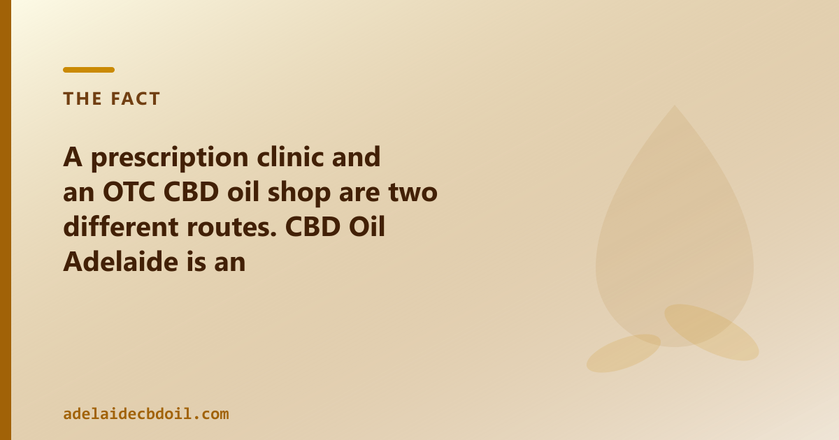 A numbered checklist of the four questions that help distinguish a clinic route from an OTC CBD oil shop in Adelaide, SA